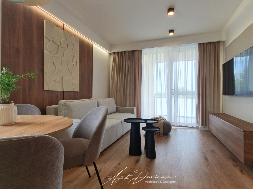 Mieszkanie w Jelczu_salon z aneksem wid 6