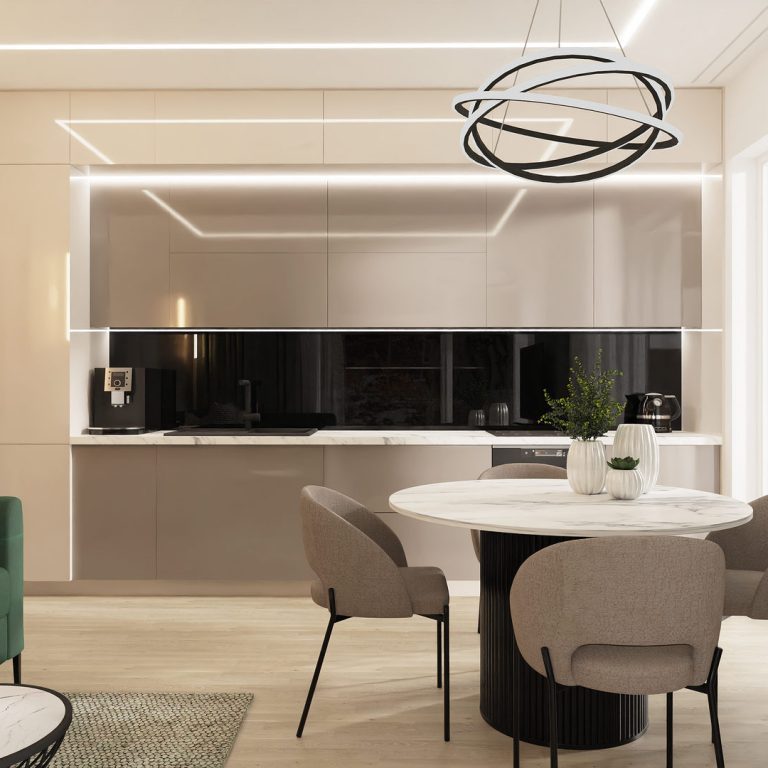 salon nowoczesny w mieszkaniu nad morzem