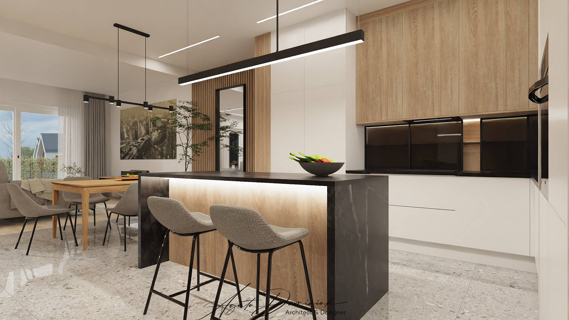 Nowoczesny dom kuchnia z wyspą