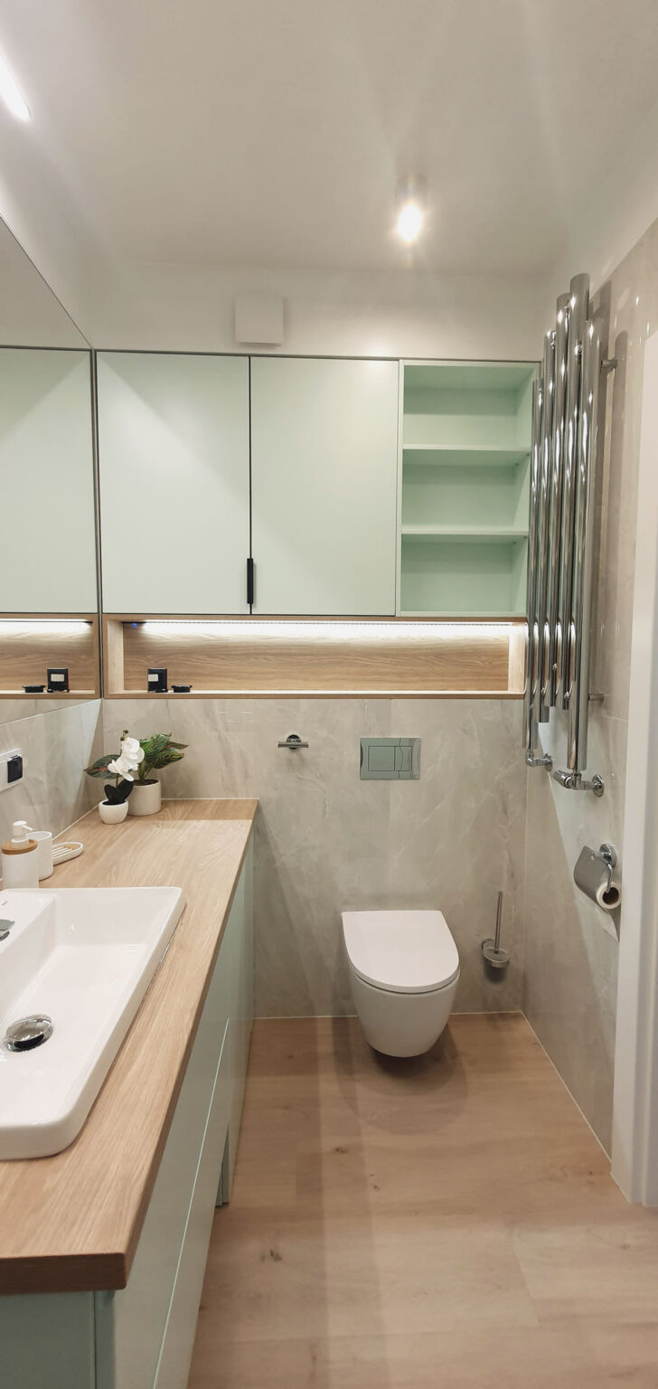 Łazienka w kolorze mięty, płytki hiszpańskie onyx