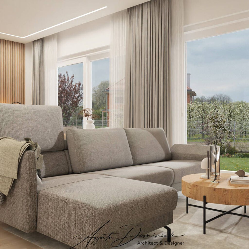 Salon z sofą w szarościach. Sofa Vero