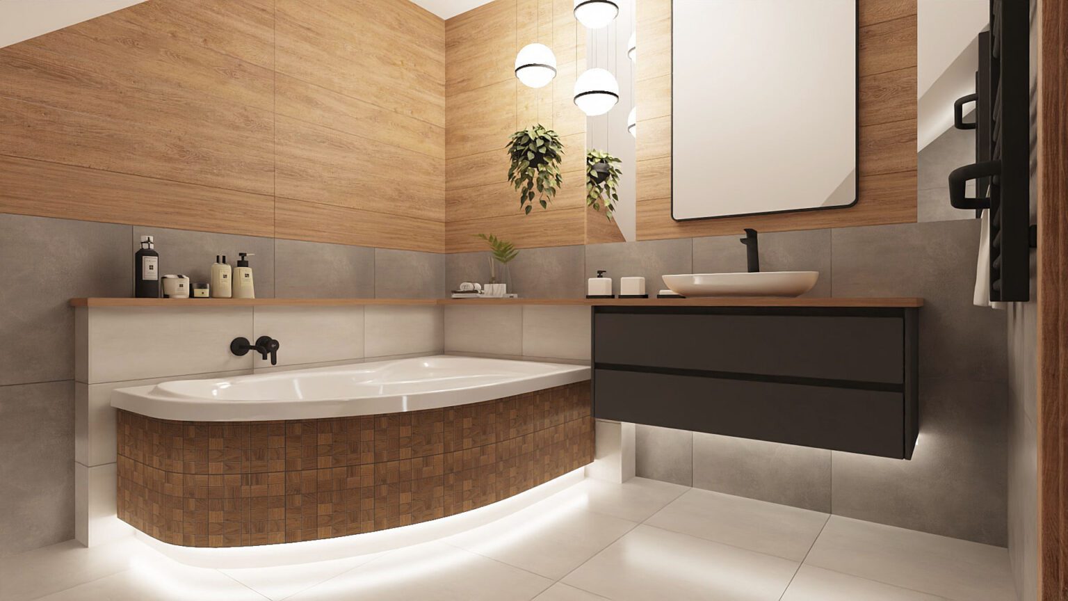 Dom nowoczesny__łazienka na poddaszu_widok 2