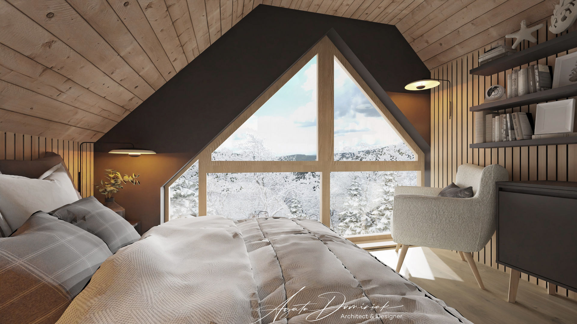 Dom w górach _sypialnia_widok 1