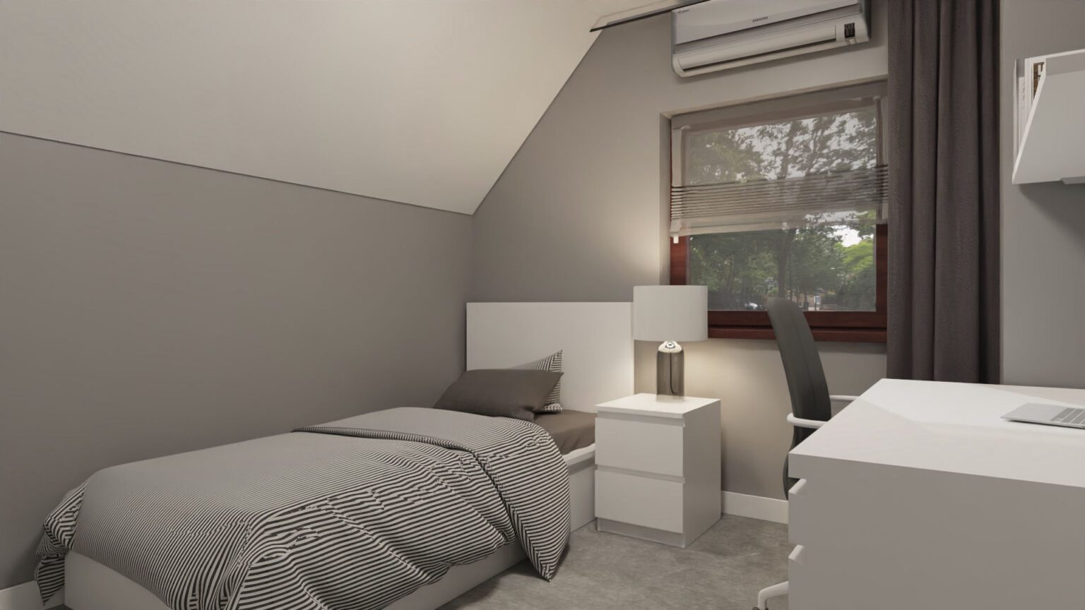 Metamorfoza domu wakacyjnego_pokój syna_widok 1