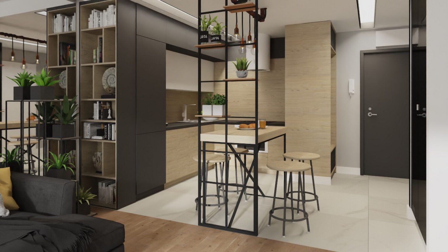 Mieszkanie loftowe_kuchnia_widok 1