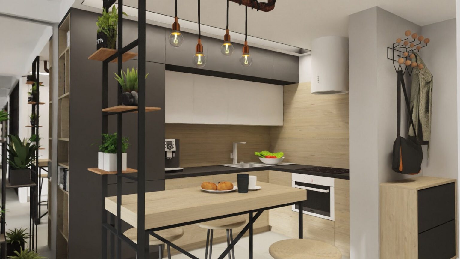 Mieszkanie loftowe_kuchnia_widok 2