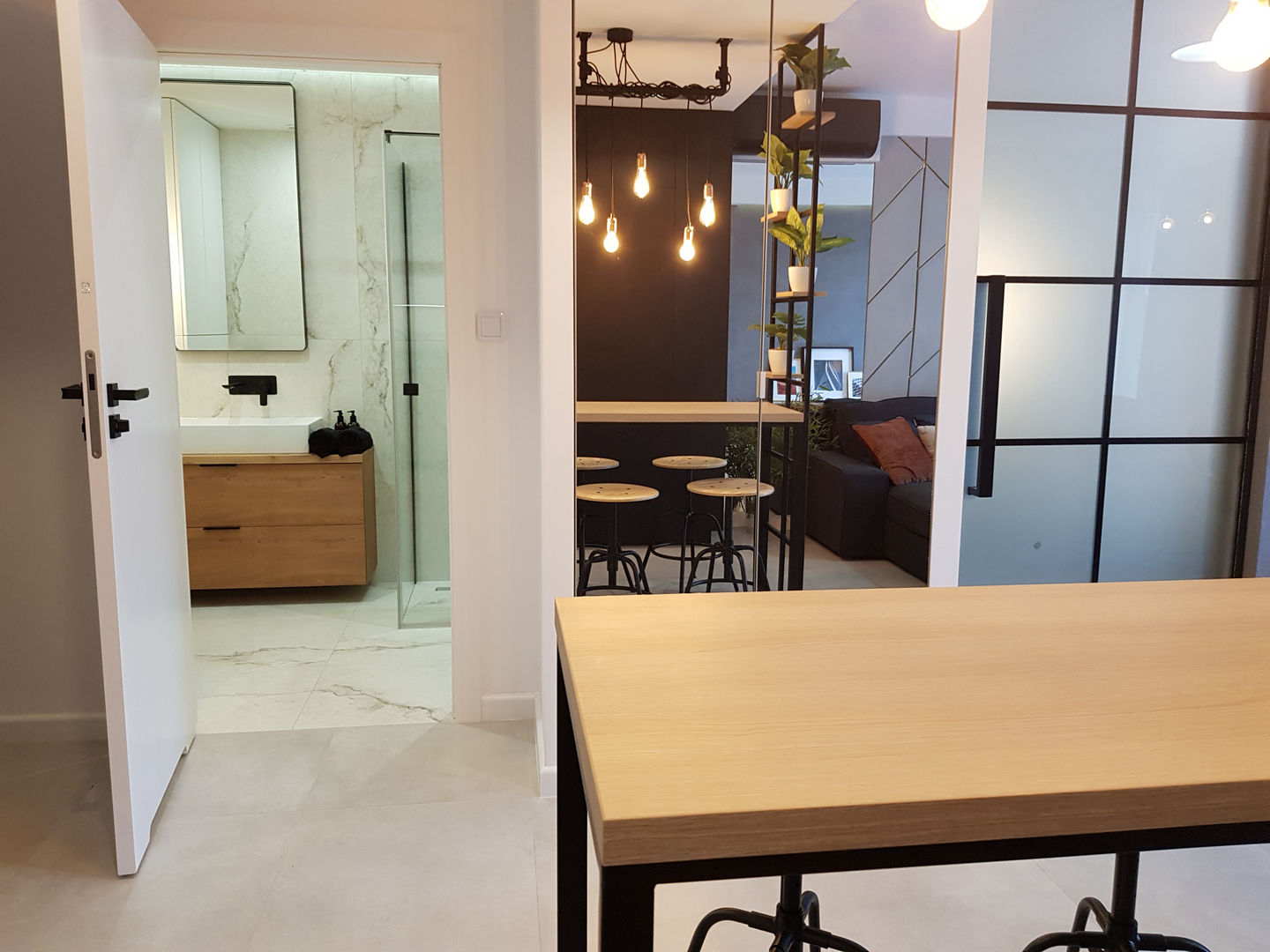 Mieszkanie loftowe_salon_widok 14