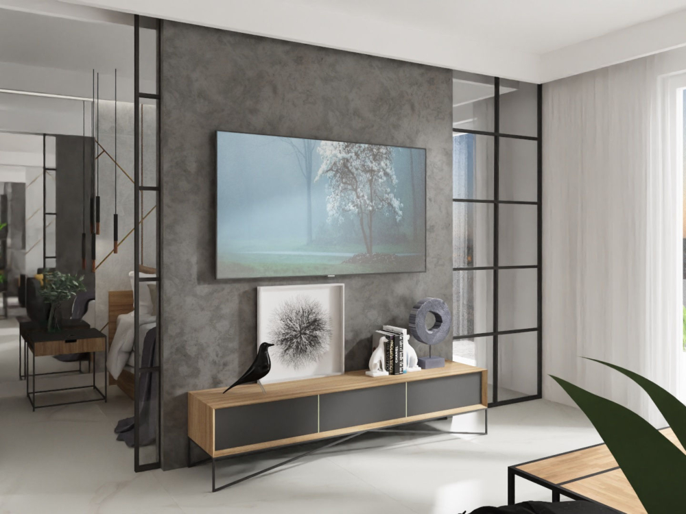 Mieszkanie loftowe_salon_widok 2