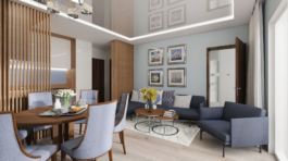 Mieszkanie nad morzem_salon z jadalnią