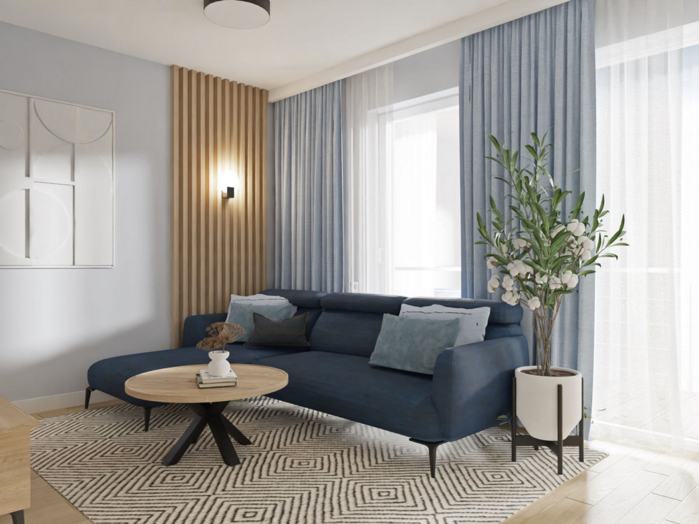 Mieszkanie we Wrocławiu_salon z kuchnią_widok 3