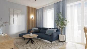 Mieszkanie we Wrocławiu_salon z kuchnią_widok 3